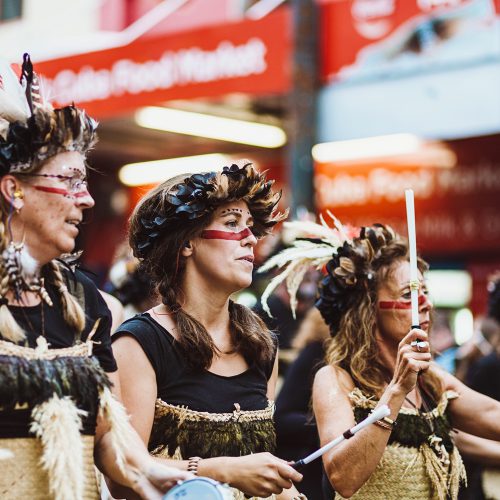 Four women performing kapa haka