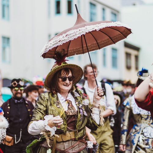 Another lady as party of the steam punk parade